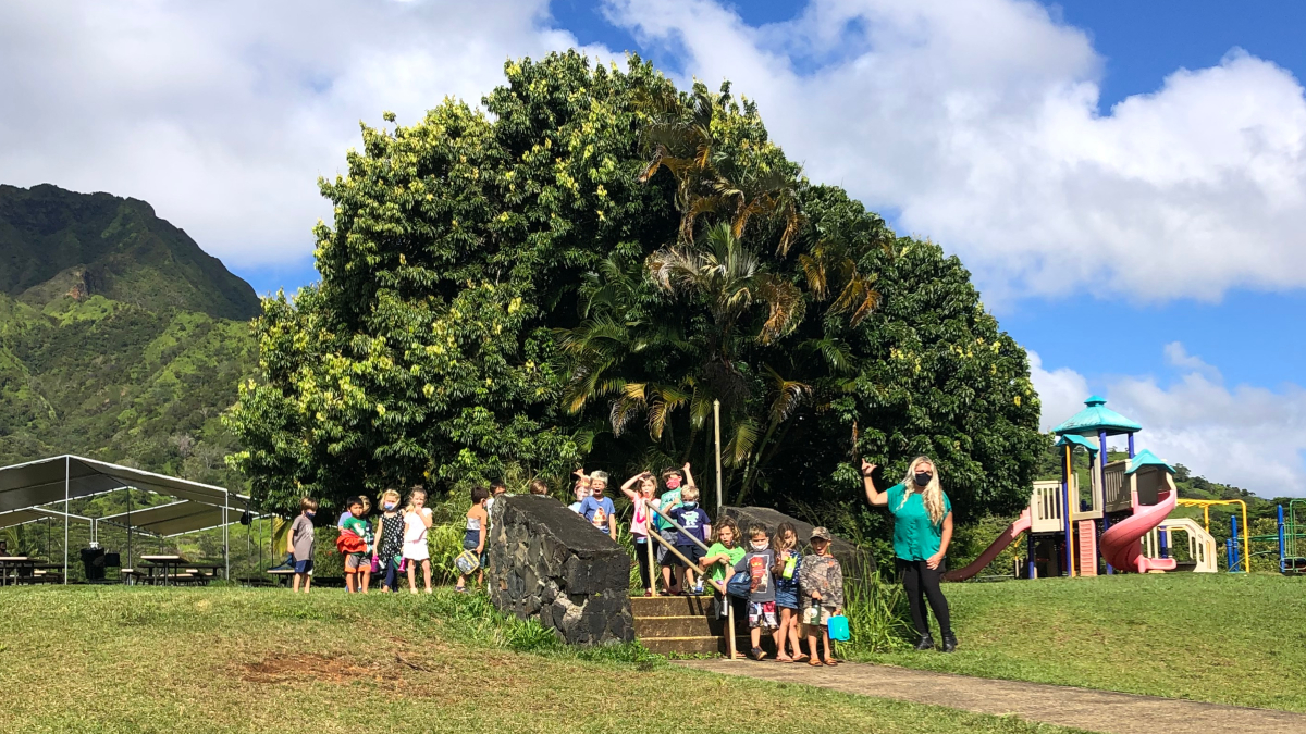 Alaka'i O Kaua'i Charter School learners and facilitator outdoor campus