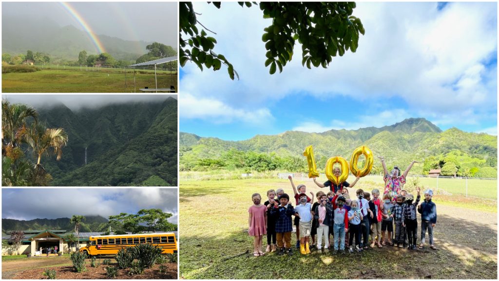 Alaka'i O Kaua'i outdoor campus views and learners celebrate 100 days of school